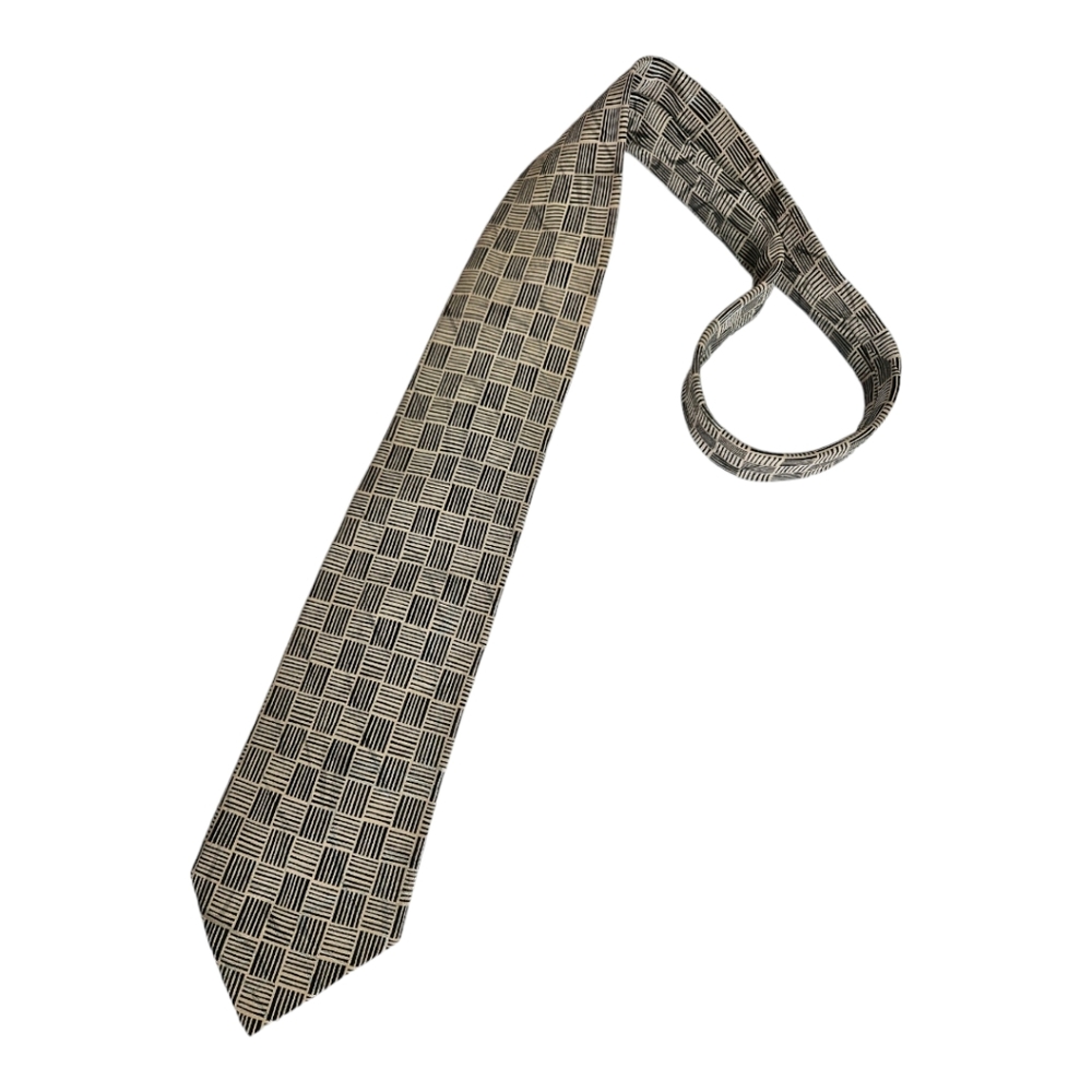 ITALO FERRETTI XL Ivory Geometric Art Silk LUXURY Tie HANDMADE ITALY